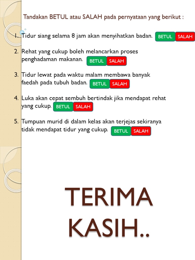 Tandakan Betul Atau Salah Pada Pernyataan Yang Berikut Pdf