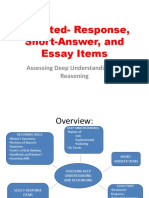 Selected-Response, Short-Answer, and Essay Items: Assessing Deep Understanding and Reasoning