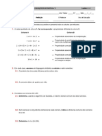 Avaliação de Matemática sobre Capítulos 1 e 2