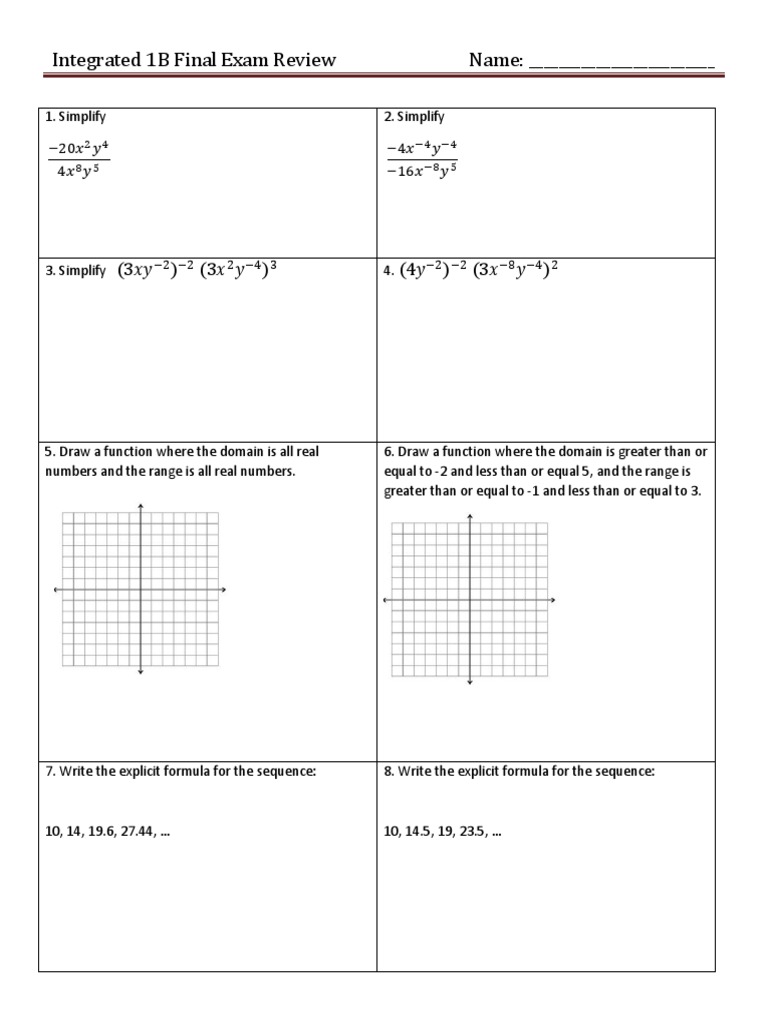 Integrated Math 1B Final Exam Review | PDF | Interest | Mathematical ...