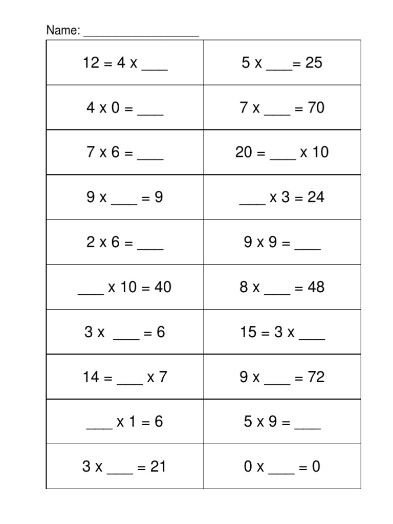 Math Multiplication Worksheet | PDF