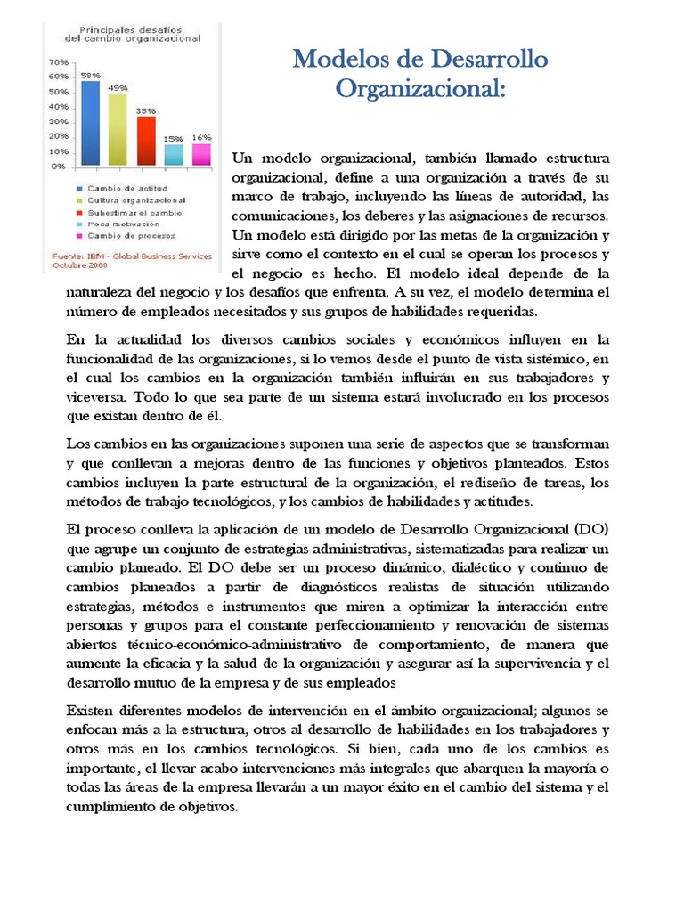Modelos de Desarrollo Organizacional | PDF | Desarrollo organizacional