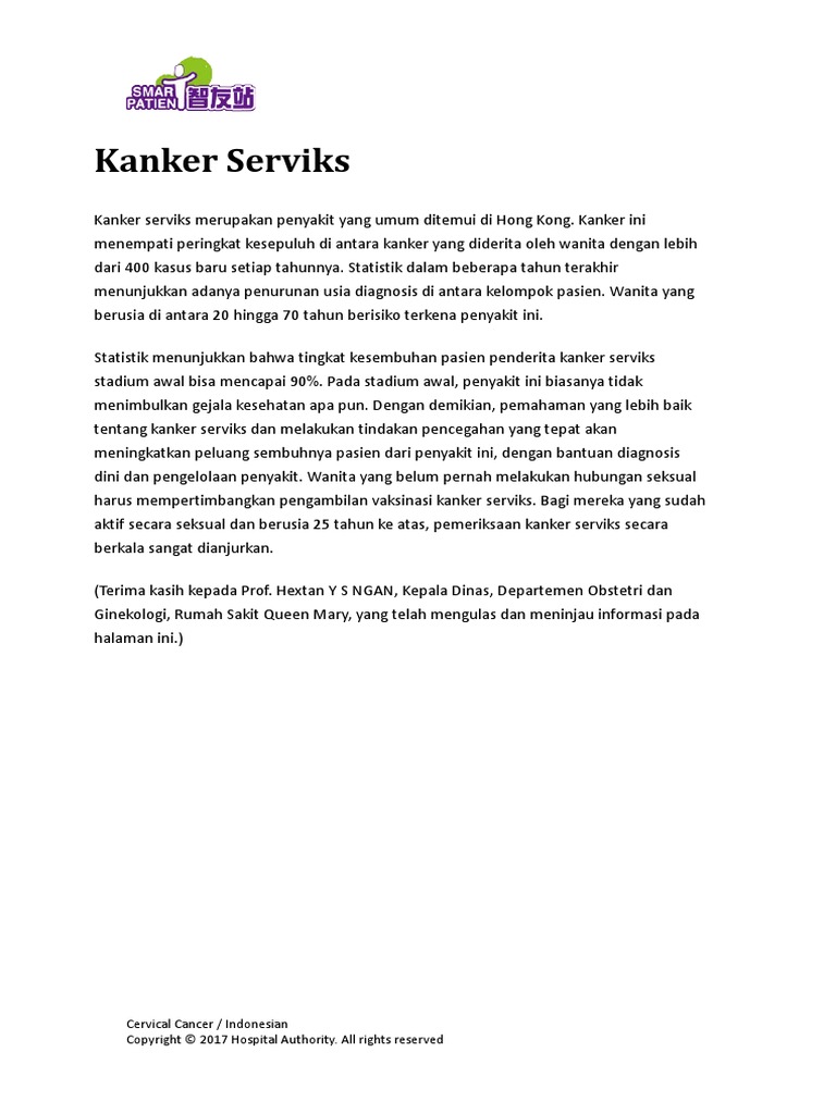 Cancer Cervical Cancer Indonesian | PDF