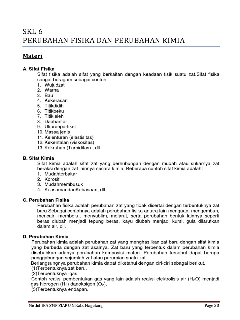 Soal Un Perubahan Fisika Dan Kimia Smp