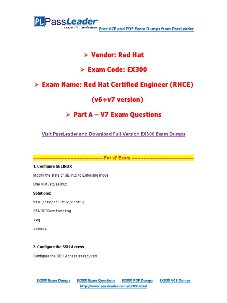 Red Hat EX300 Exam Dumps With PDF and VCE Download (Part A) PDF | PDF ...
