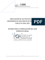 Optimizar la vinculación de las políticas generales de la USAC con el PE-USAC 2022