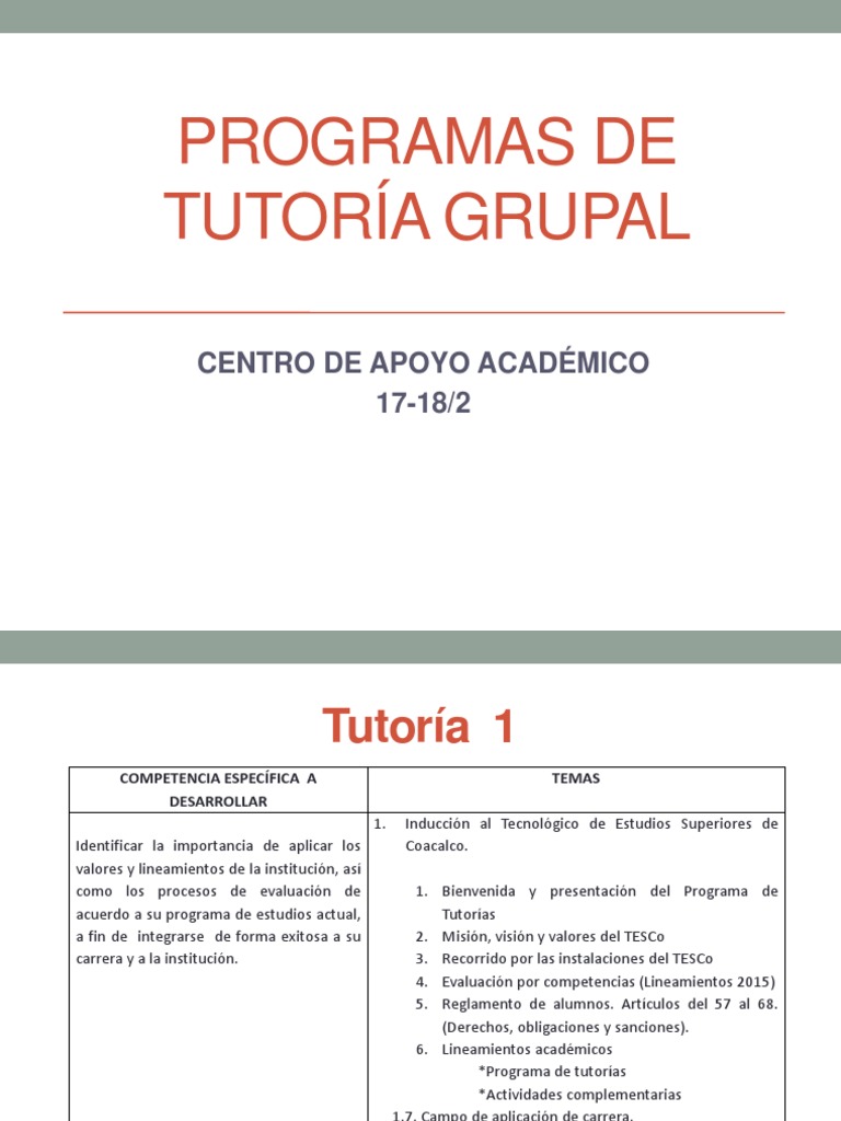 Programa de Tutoría Grupal 2023 | PDF | Aprendizaje | Cognición