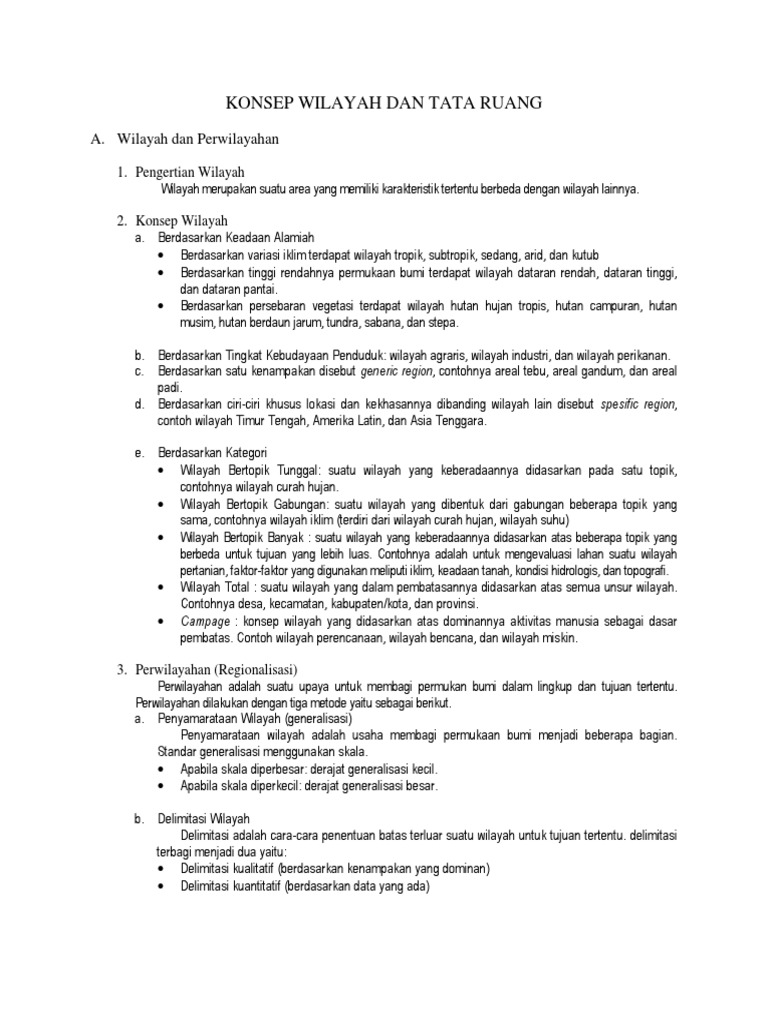 Soal Geografi Materi Wilayah Dan Tata Ruang Guru Paud