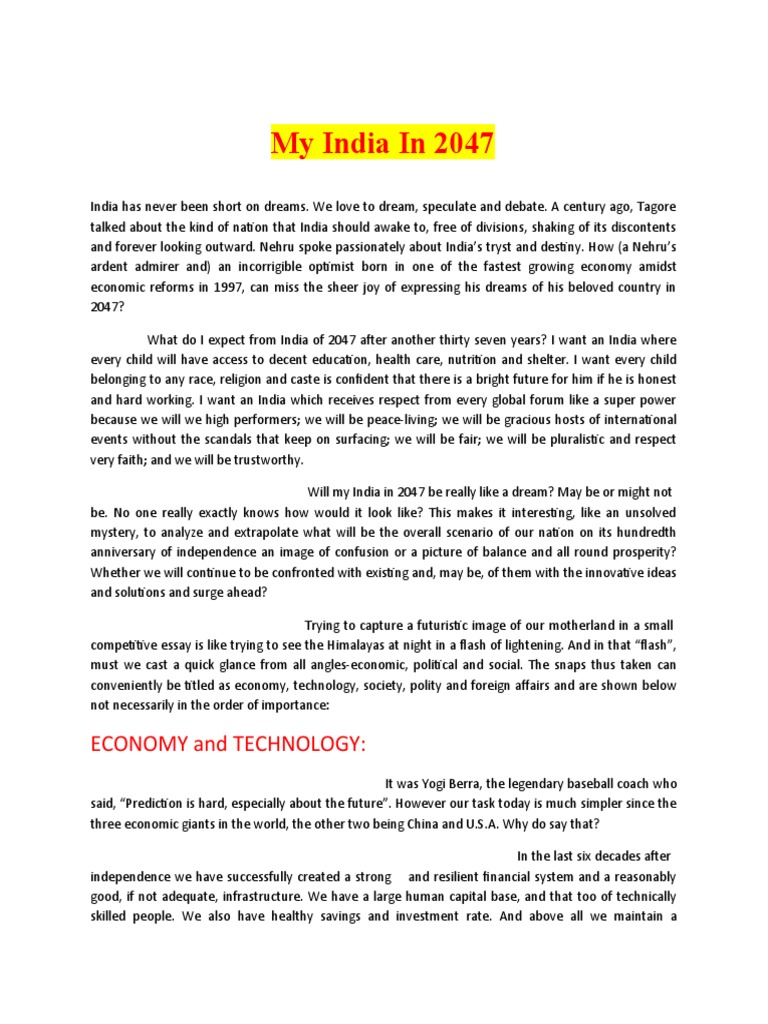 essay on india in 2047 the global powerhouse