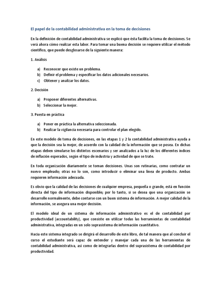 Contabilidad Administrativa y Decisiones Estratégicas | PDF | Sistema ...