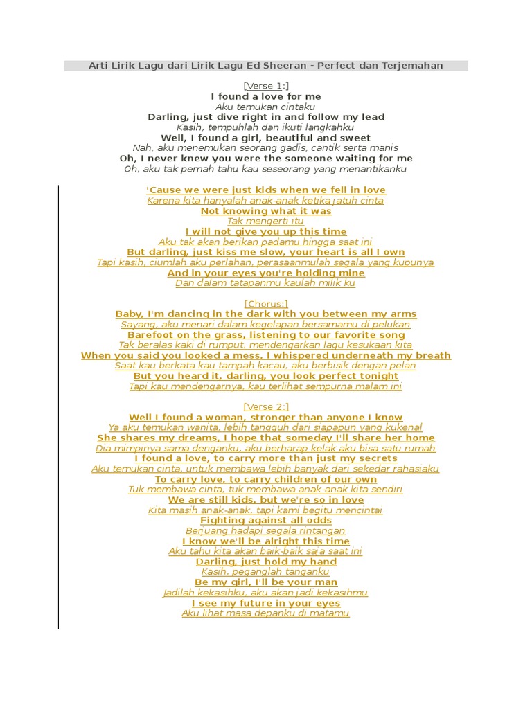 Arti Lirik Lagu Dari Lirik Lagu Ed Sheeran