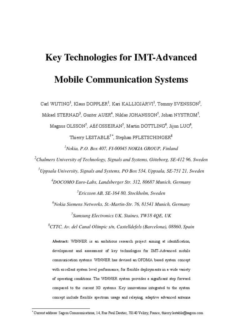 Key Technologies for Meeting IMT-Advanced Mobile Communication System ...