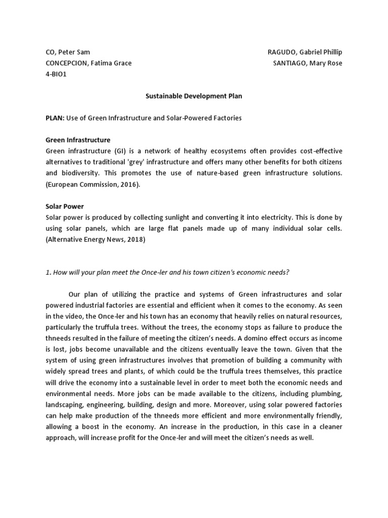 Sustainable Development Plan PLAN: Use of Green Infrastructure and ...