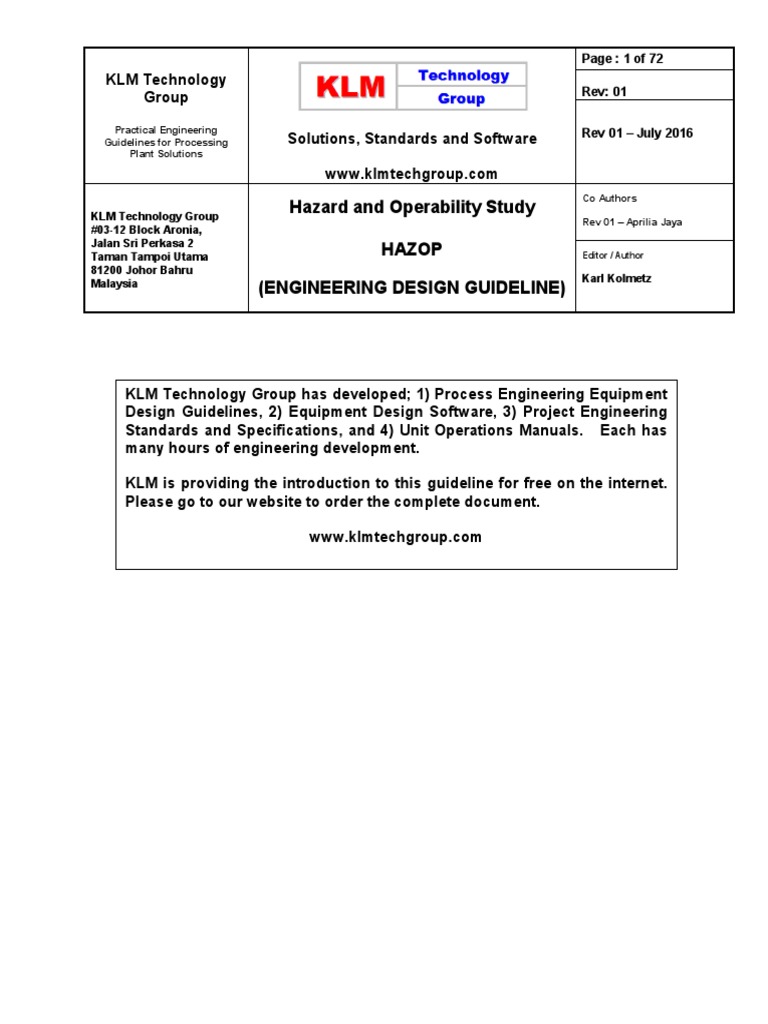 Engineering Design Guidelines Hazard Study Rev Web | PDF | Engineering ...