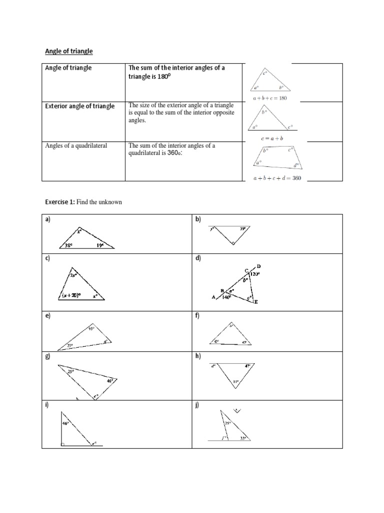 Triangle and Quadrilateral Angles Explained | PDF