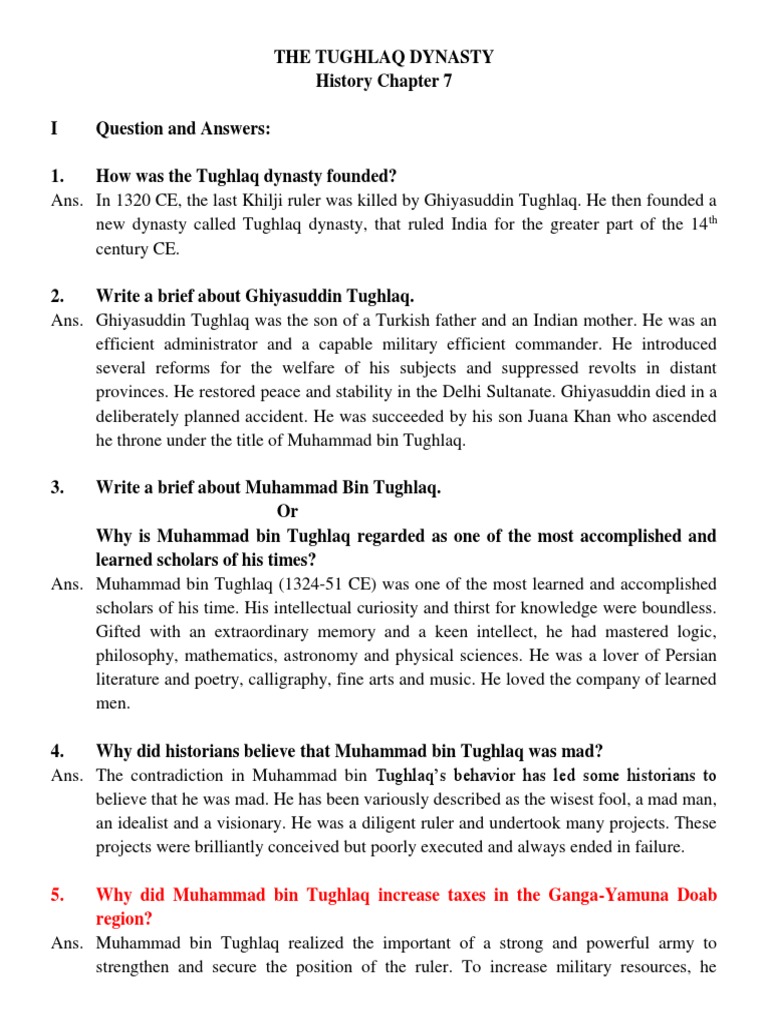 A Detailed Analysis of the Rise and Fall of the Tughlaq Dynasty in