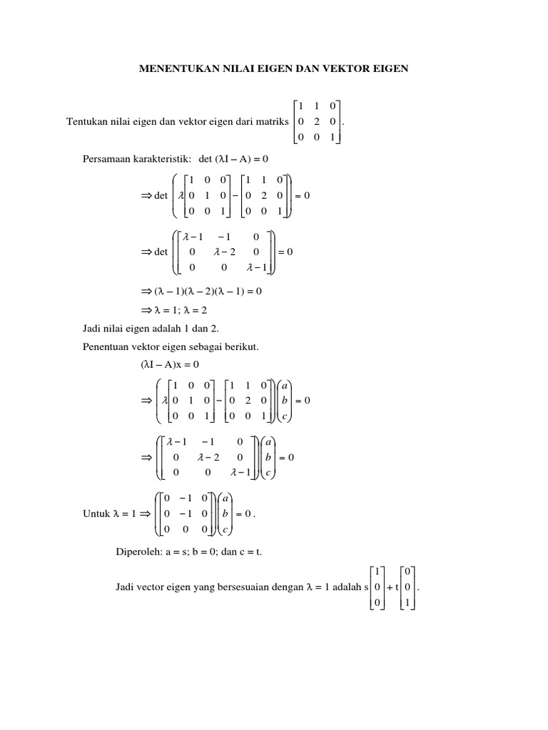 Contoh Soal Nilai Eigen Dan Vektor Eigen | PDF