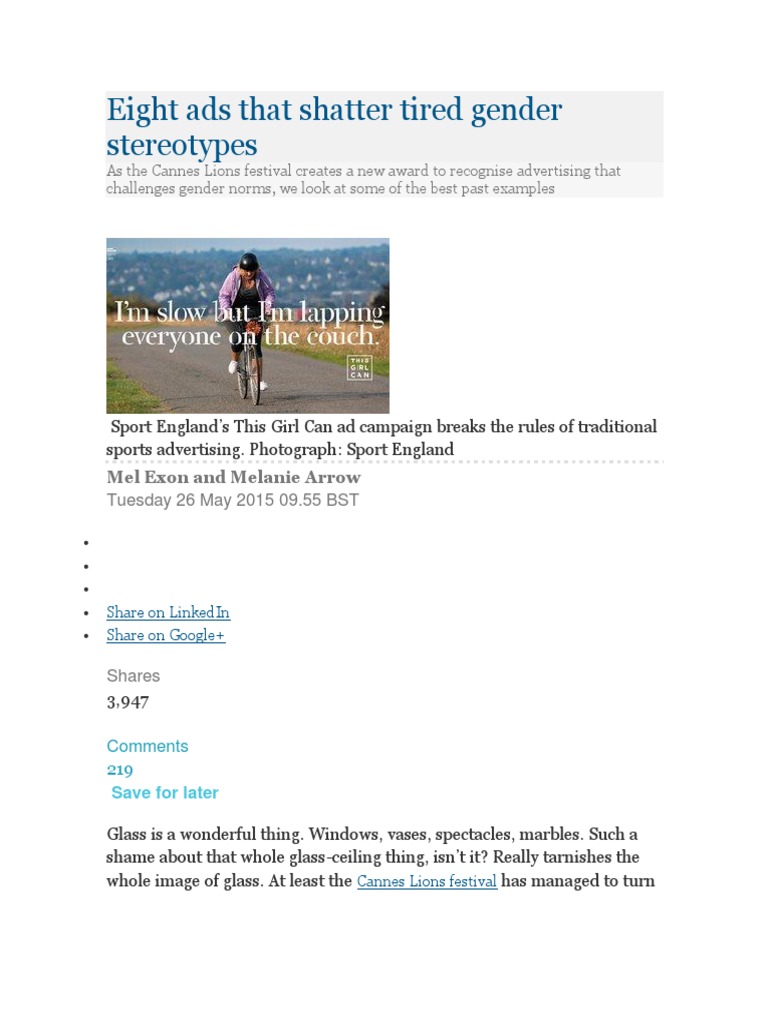 Gender Stereotypes in Media | PDF | Gender Role | Stereotypes