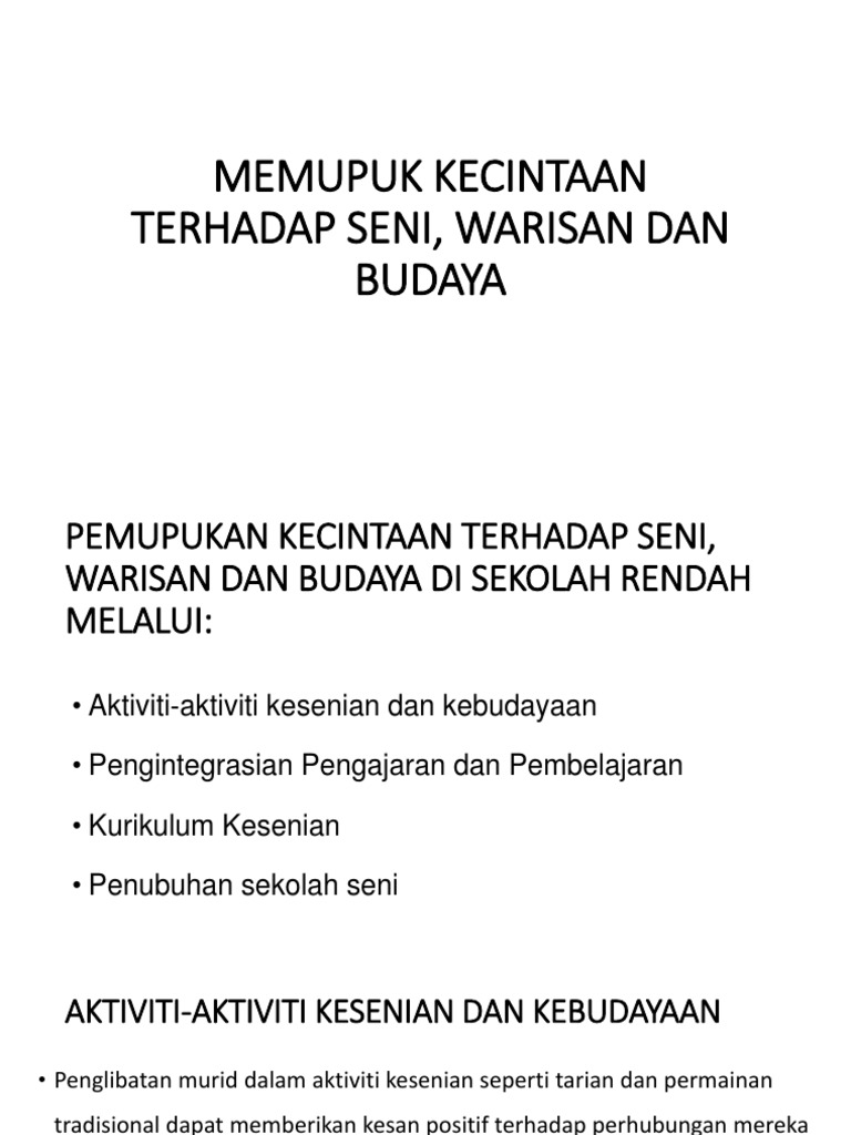 Memupuk Kecintaan Terhadap Seni Warisan Dan Budaya Pdf