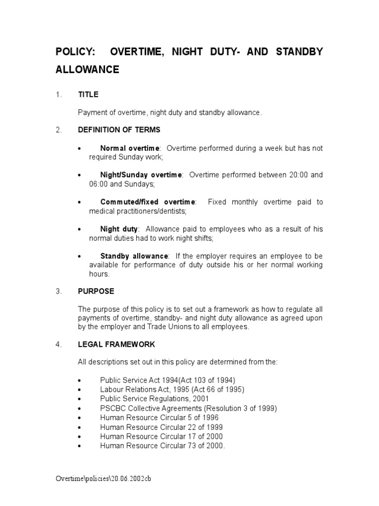 Overtime.policy Overtime Working Time