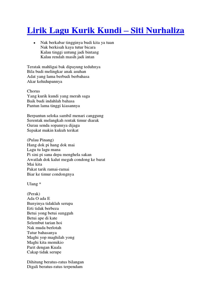 Lirik Lagu Kurik Kundi