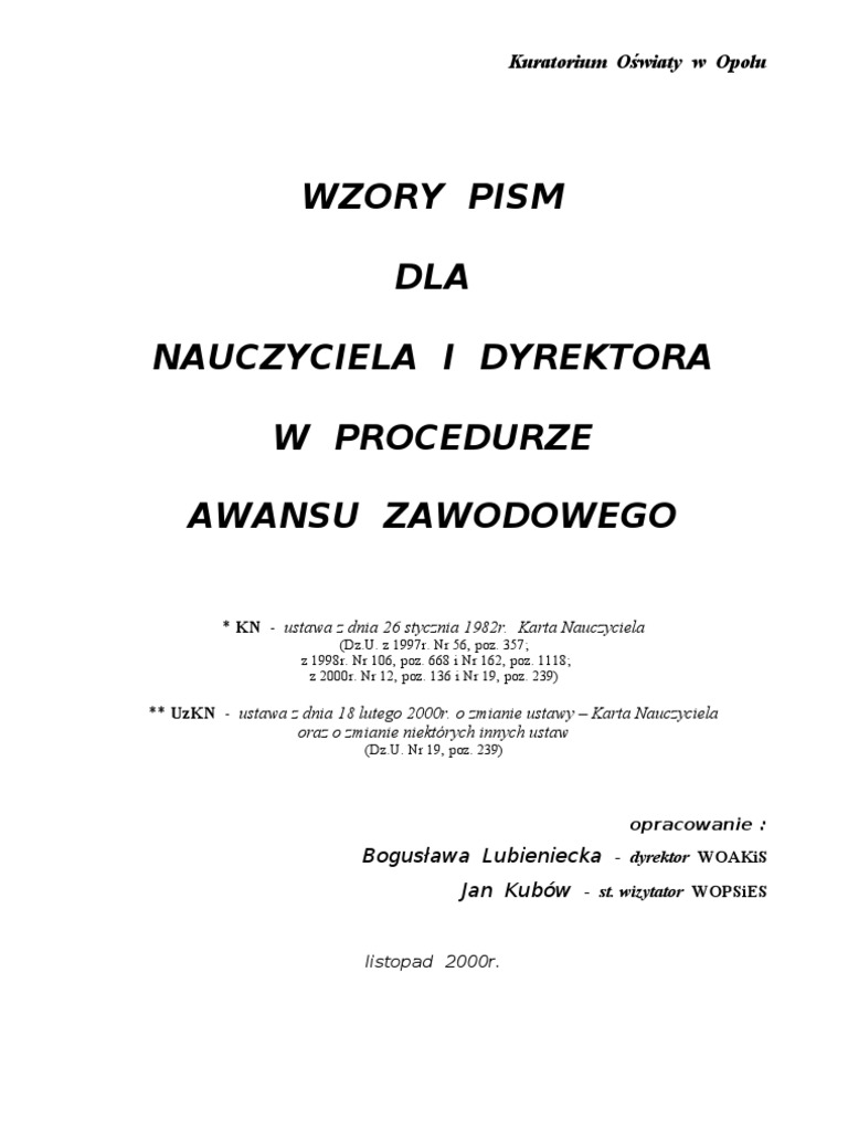 Dokumenty Opiekuna Stażu Na Nauczyciela Mianowanego