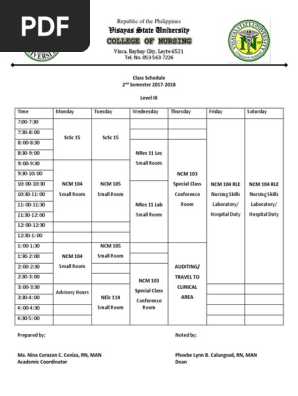 Class Schedule 2nd Sem 2017-2018
