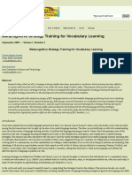 Metacognitive Strategy Training for Vocabulary Learning