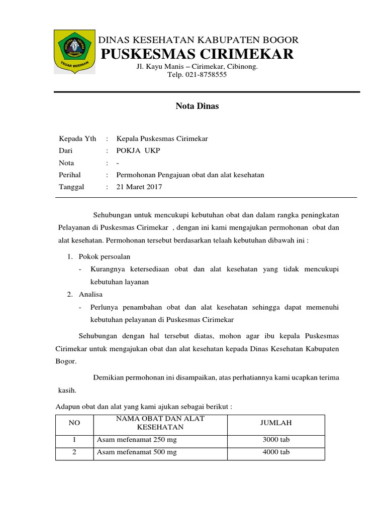 Nota Dinas Akreditasi