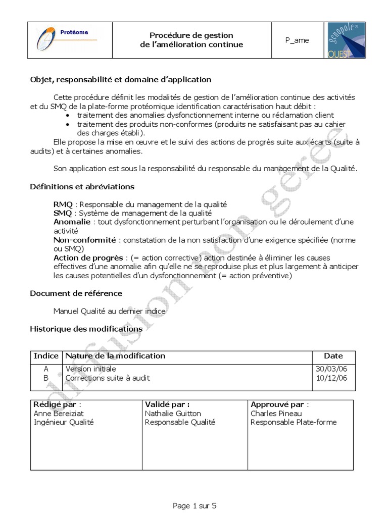 Gestion de l'Amélioration Continue Qualité | PDF | Management de la ...