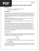 Download Spectrophotometric Analysis of KMnO4 solutions  by sidra tariq SN372871732 doc pdf