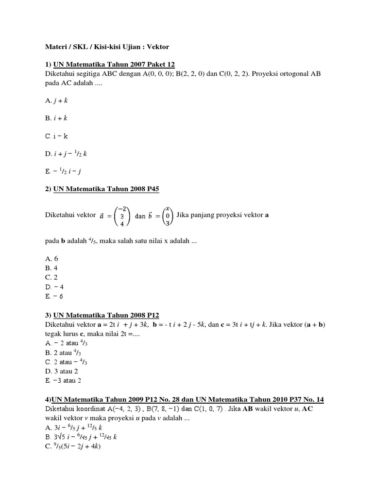 Latihan Soal Un Vektor