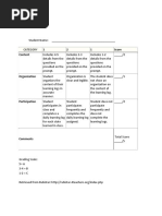 Learning Log Rubric