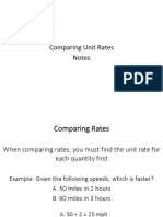 Comparing Unit Rates Notes