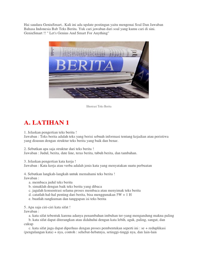 Top Soal Dan Jawaban Teks Berita Pdf