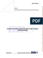 SNI 7368-2011 Kompor Gas Bahan Bakar LPG Satu Tunggu Dengan Sistem Pematik