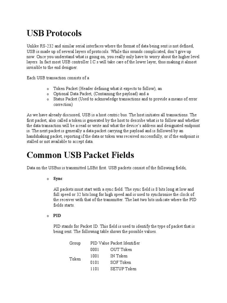 Usd Protocol | PDF | Network Packet | Usb