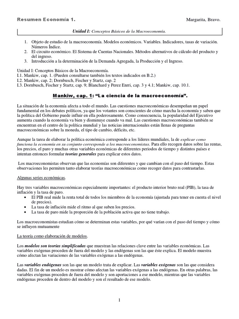 Unidad 1 | PDF | Producto Interno Bruto | Macroeconómica
