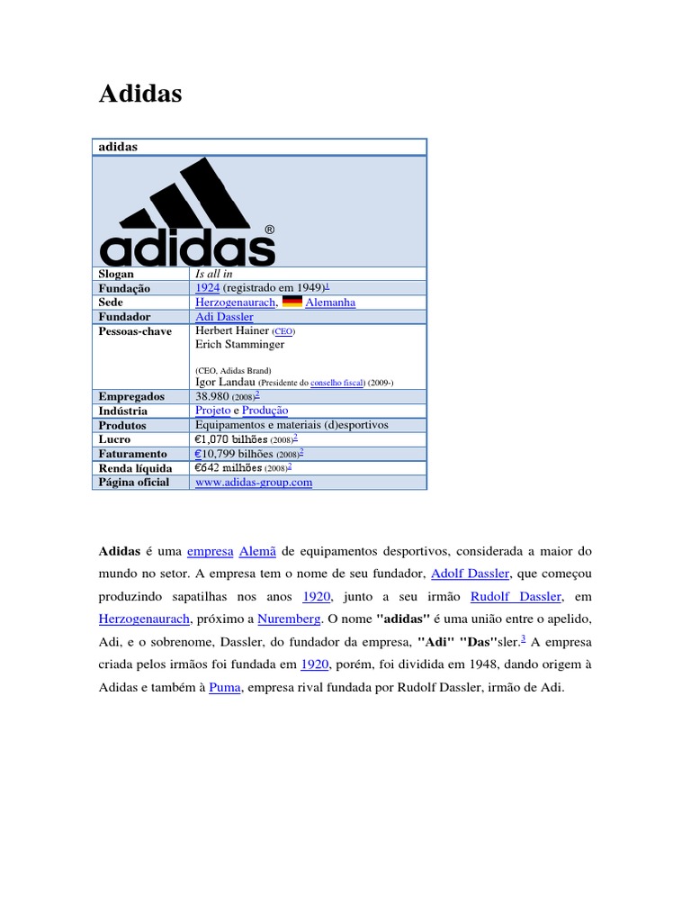Adidas | PDF | Adidas | Esportes