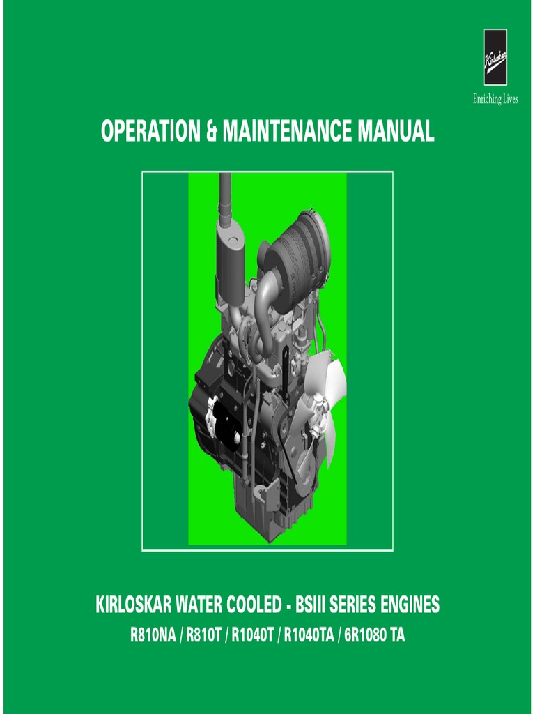 Kirloskar R1040 Engine Manual Guide | PDF | Motor Oil | Lubricant