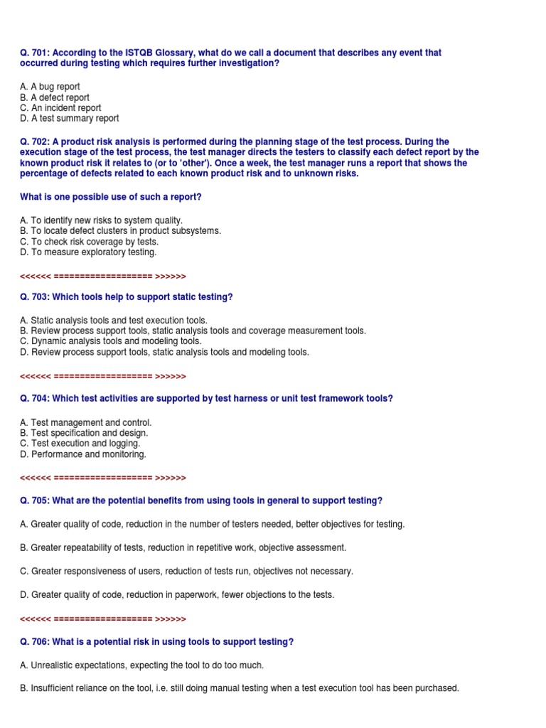 ISTQB Foundation Certification Exam Q701 1000 | C (Programming Language