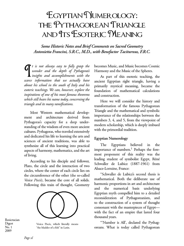 Egyptian Numerology The Pythagorean Triangle and Its Esoteric Meaning ...