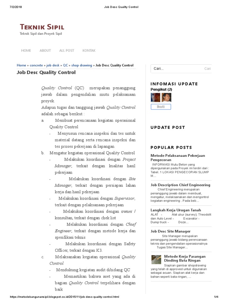 Job Desc Quality Control PDF