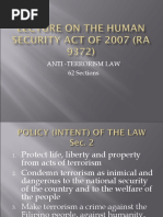 Lecture On The Human Security Act of 2007