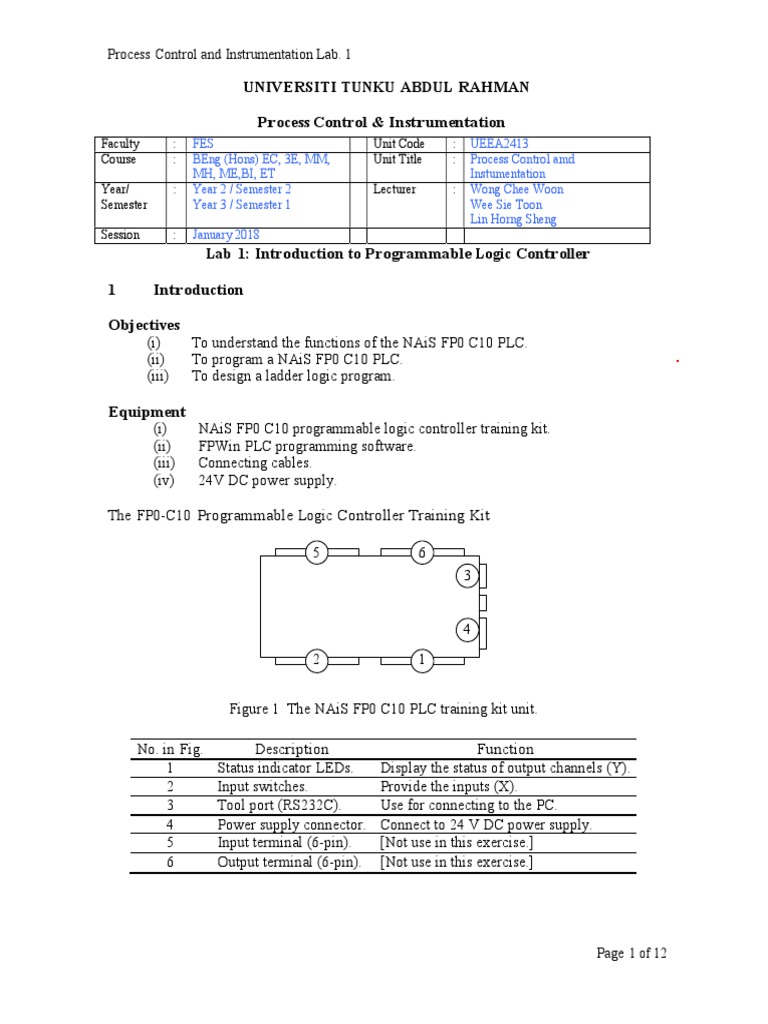 PLC Programming Lab: NAiS FP0 C10 | PDF | Programmable Logic Controller ...