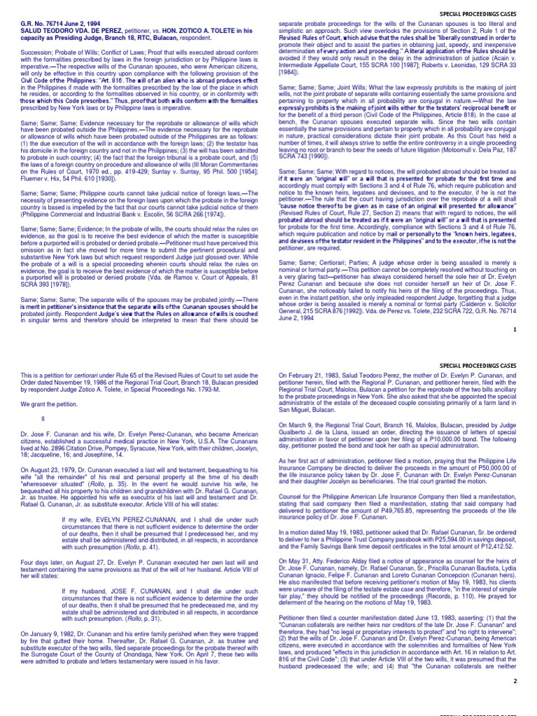 Rule 77 Cases | PDF | Will And Testament | Probate