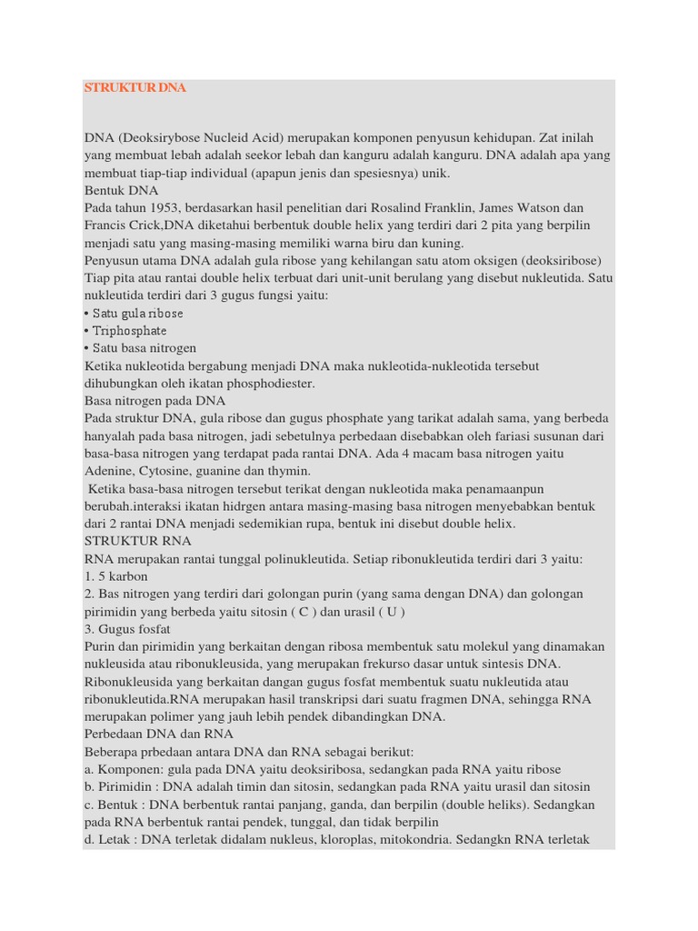 Struktur dan Fungsi DNA dalam Biologi | PDF | Sains & Matematika