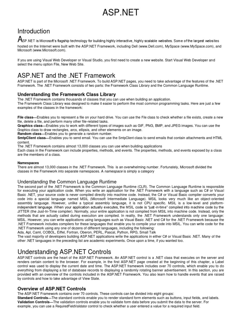 1 Asp - Net Notes | Download Free PDF | Websites | Computer Data