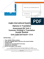 Diploma Transl Unit 3 Paper DATIA02 1314 Answer Booklet