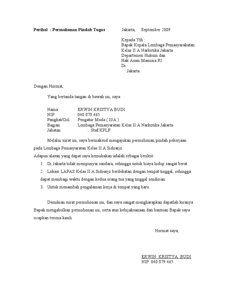 Surat Permohonan Pindah Contoh Surat Permohonan Izin Mutasi Antar Instansi - Contohpedic0m 1 Diunggah oleh.